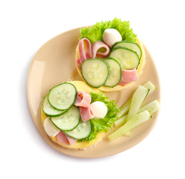 Tasty sandwiches with fresh cucumber  - Photo, Image