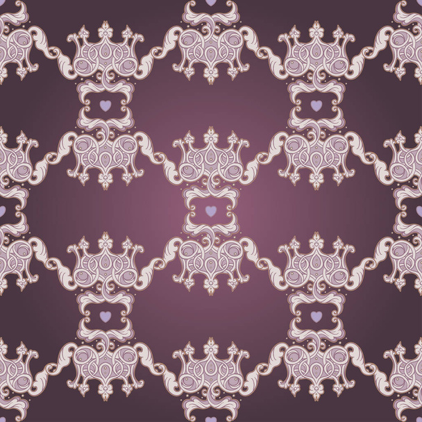 Seamless pattern with crowns and hearts  - Vector, Image