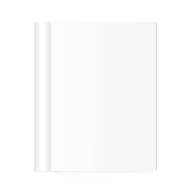 Modèle ouvert blanc de magazine avec des pages roulées sur fond blanc
. - Vecteur, image
