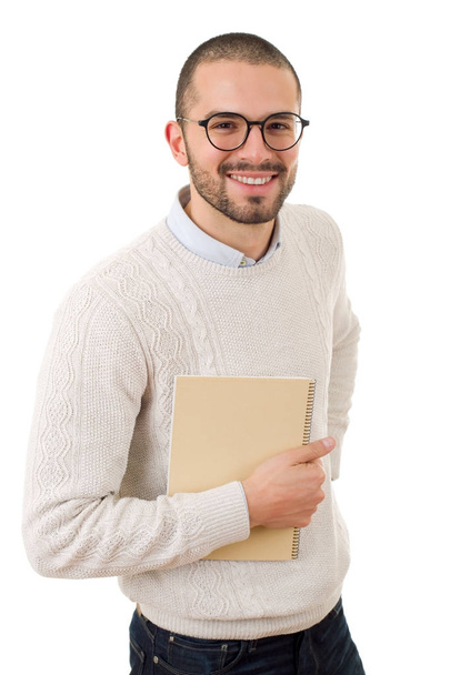 happy casual man with a book, isolated - Photo, Image