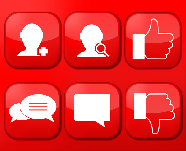 Conjunto de ícone de aplicativo de rede social vermelho vetorial. Eps10
 - Vetor, Imagem
