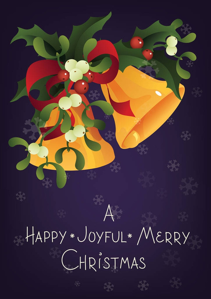 Karácsonyi szezonális üdvözlőlap A boldog, örömteli Karácsonyt és a Jingle bells - Vektor, kép