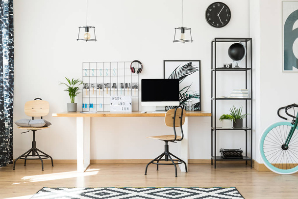 Stylish home office with bike - Zdjęcie, obraz