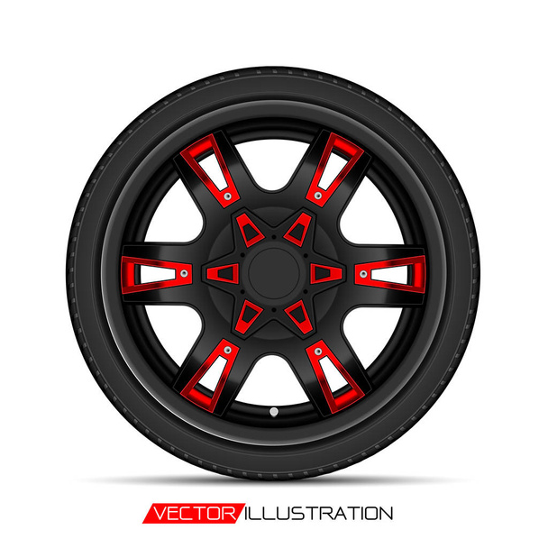 Roda de carro cinza vermelho radial no fundo branco ilustração vetorial
. - Vetor, Imagem