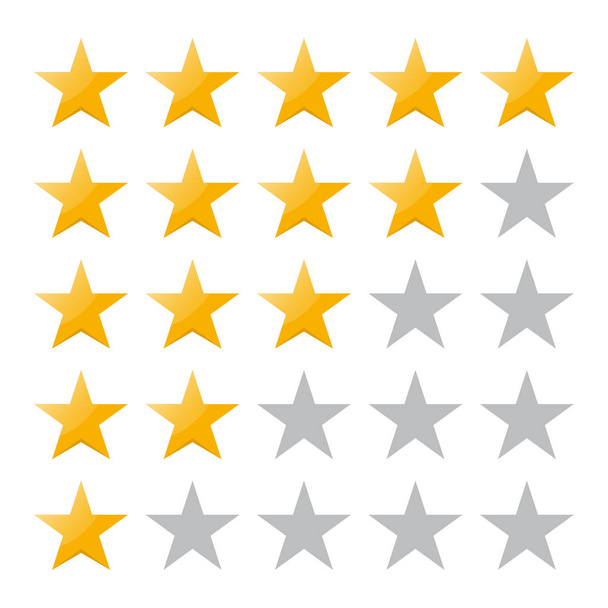 Рейтинг 5 звезд. Векторная иллюстрация eps10. Изолированный бейдж для сайта или приложения - инфографика на складе
 - Вектор,изображение