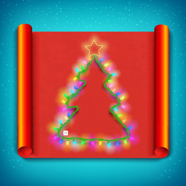 Merry Christmas Curved Paper Template - Wektor, obraz