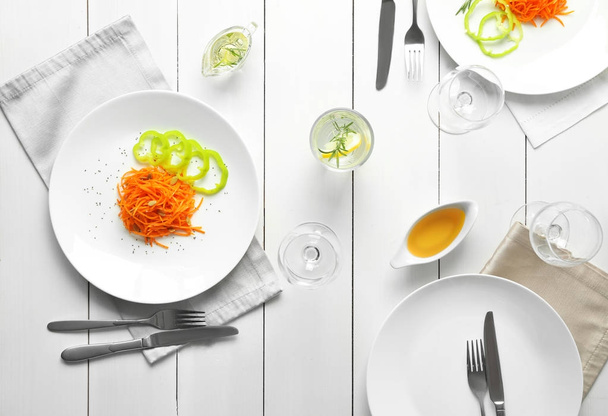 Carrot salad on table - Fotoğraf, Görsel