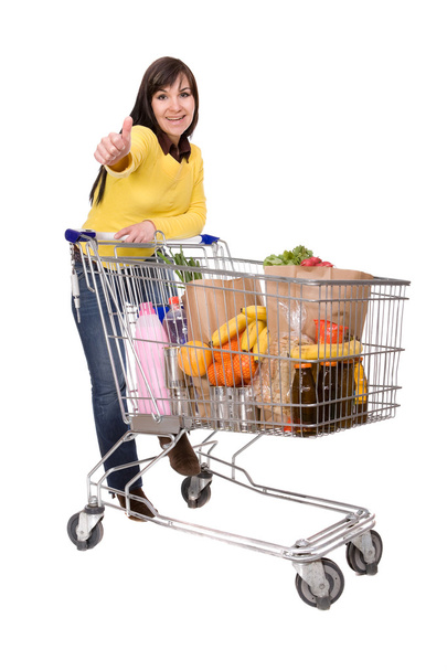 Woman with shopping cart - 写真・画像