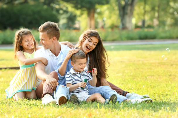 Happy family in park - Photo, image