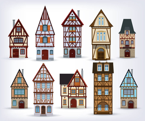 Casas históricas de entramado de madera
 - Vector, imagen