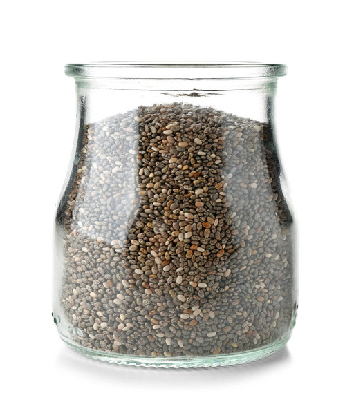 Jar with chia seeds  - Фото, зображення