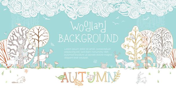 woodland autumn background. - Vektori, kuva
