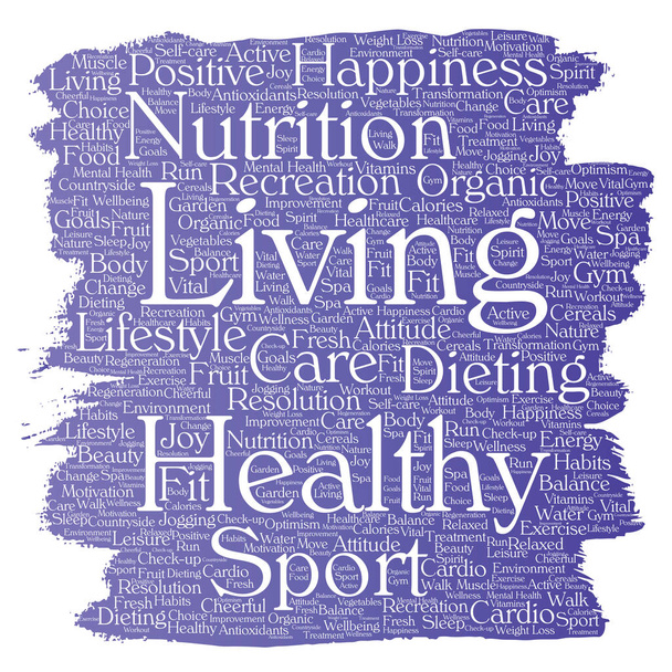 Healthy living and nutrition word cloud - Vector, Image