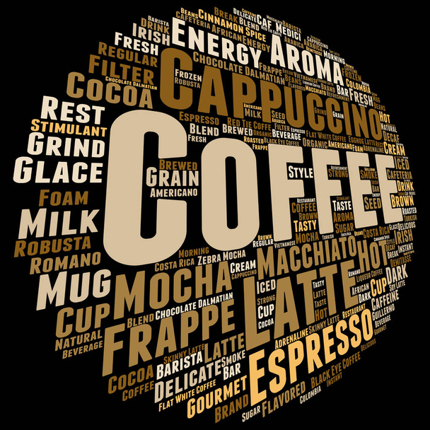 ホット コーヒーの単語の雲 - ベクター画像