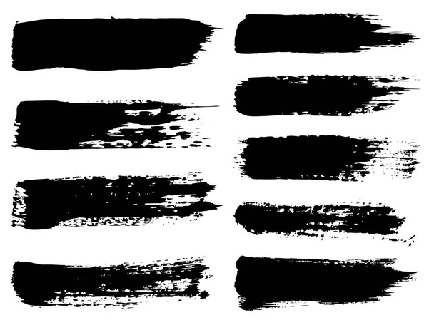 Collection of grungy black paint strokes - Vector, Image