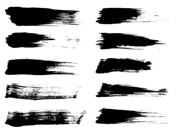 Verzameling grungy zwarte penseelstreken - Foto, afbeelding