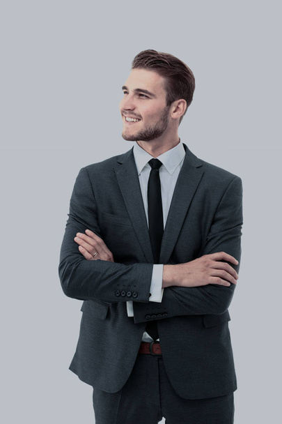 Handsome businessman standing  isolated on white background - Fotoğraf, Görsel