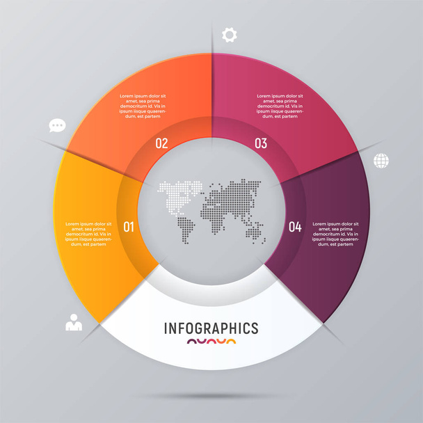 Vector circle chart infographic template for presentations, adve - Διάνυσμα, εικόνα