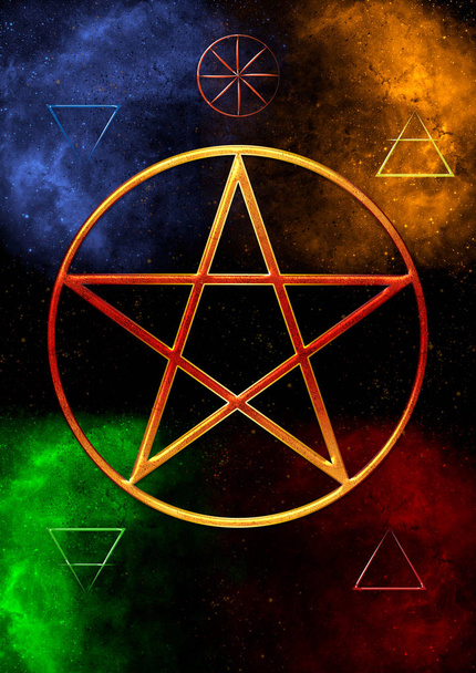 Pentacle with alchemical elements - Photo, Image