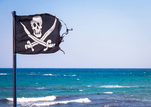Pirate flag on the sea - Photo, Image