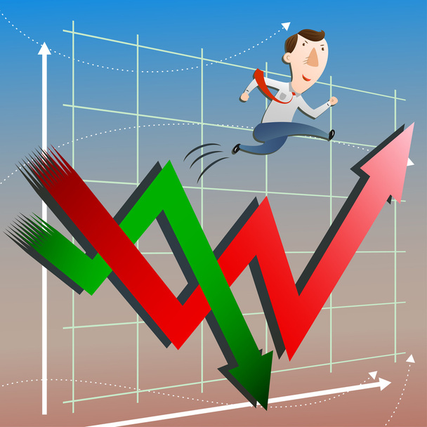 The concept of stock market with businessman - Vector, Image
