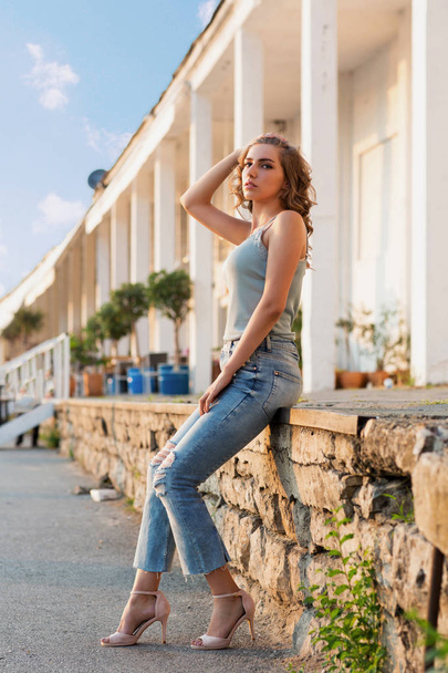 Beautiful woman in casual clothes outdoor - 写真・画像