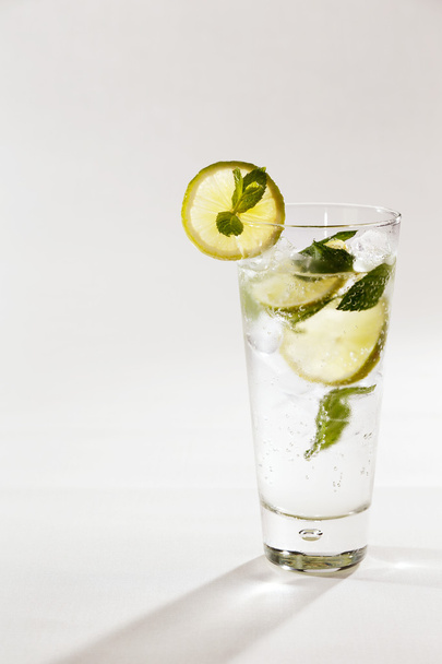 Una bevanda rinfrescante è uno spritser al limone e lime con menta
 - Foto, immagini