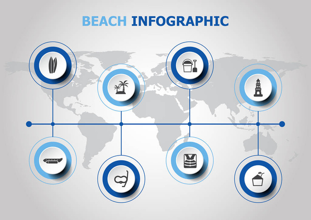 Infografinen suunnittelu ranta kuvakkeet
 - Vektori, kuva