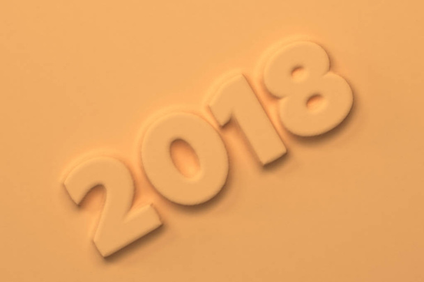 Orange 2018 number bas-relief - Foto, Imagen