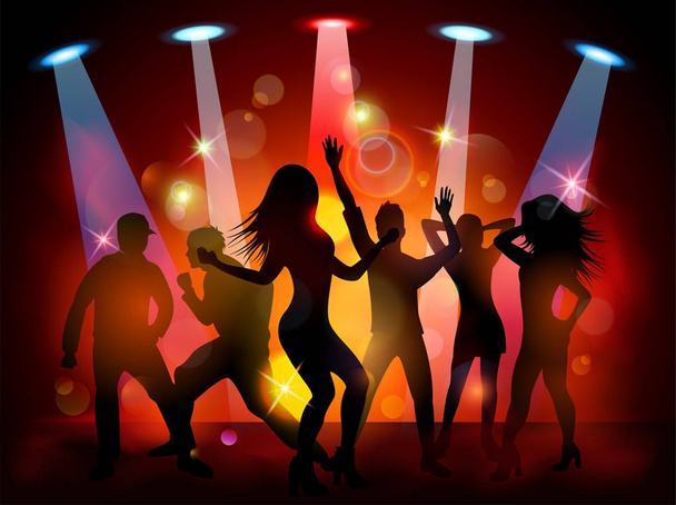 Az emberek táncolnak a partin az éjszakai klubban - Vektor, kép