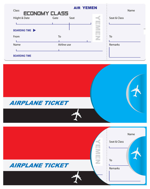 Αεροπορικό εισιτήριο για Υεμένη αεροπορικές εταιρείες - Διάνυσμα, εικόνα