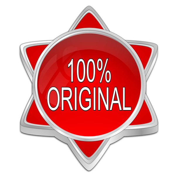 100% Оригинальная кнопка - 3D иллюстрация
 - Фото, изображение