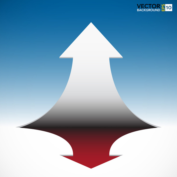 Abstract 3D arrow on blue sky background. - Vector, Image