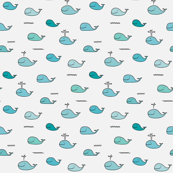 Cute Whale Vector Pattern.  - Vector, afbeelding