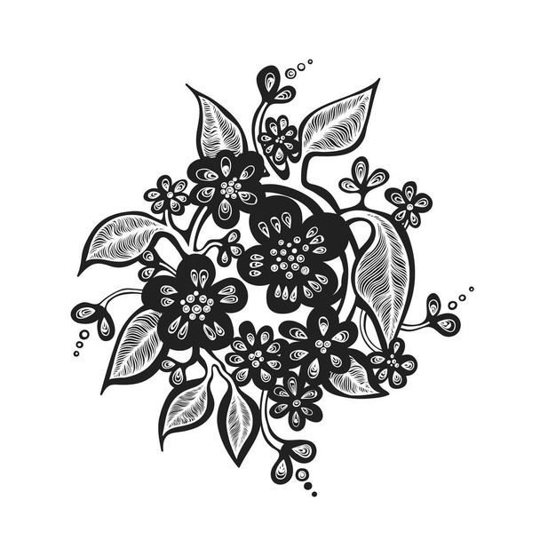 Wreath of stylized flowers. - Διάνυσμα, εικόνα