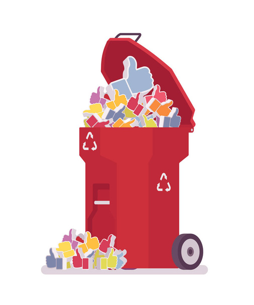 Red trash bin with likes - Vector, Image