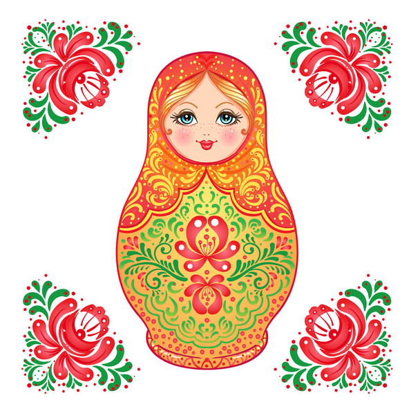 matryoshka traditional Russian doll  - Διάνυσμα, εικόνα