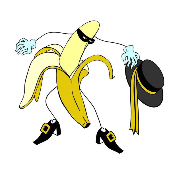 Zorro en Cartoon banaan karakter vector - Vector, afbeelding