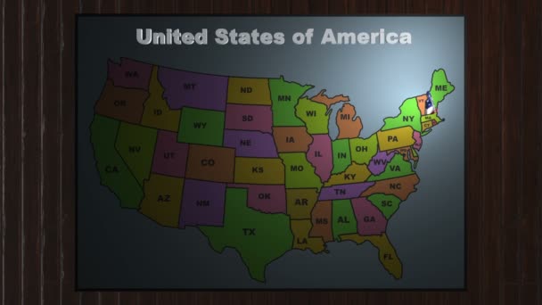 New Hampshire wyciągnąć z mapa skróty Stany Usa - Materiał filmowy, wideo