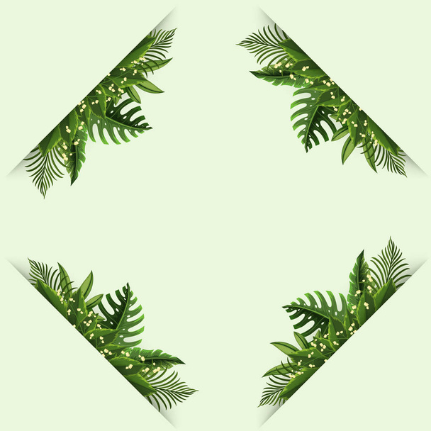 Border template with green ferns - Vector, afbeelding