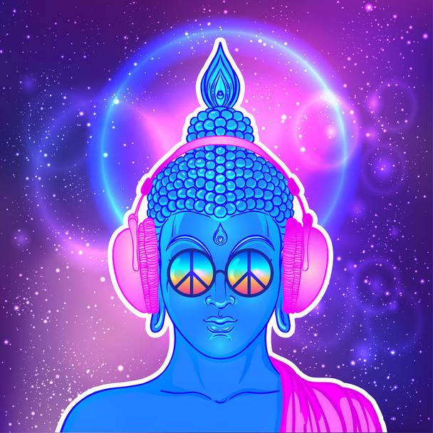 Colorful Buddha in rainbow glasses   - Vector, imagen