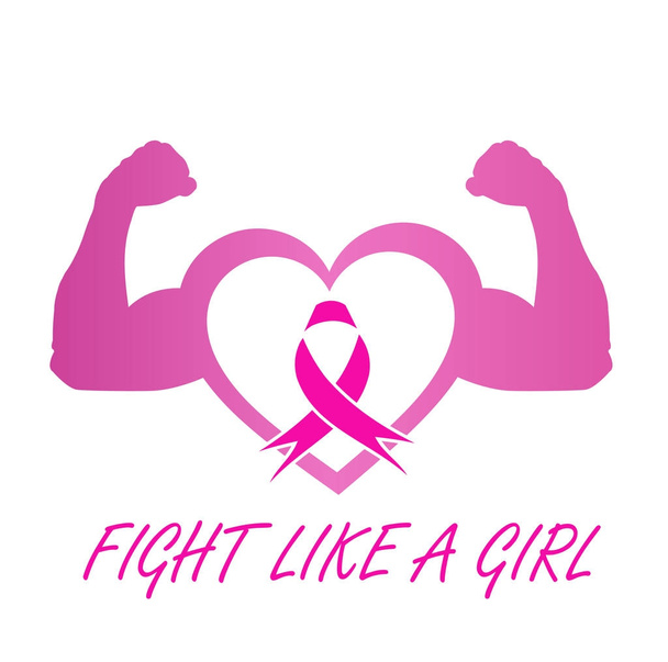 Luta como uma menina- Consciência do cancro da mama
 - Vetor, Imagem