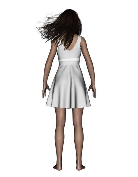 3d illustration of back side of woman standing  - Фото, изображение