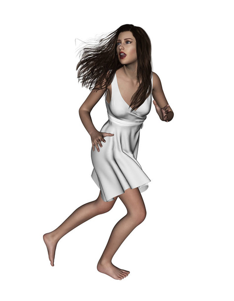 3d illustration of Scared woman running away - Фото, изображение
