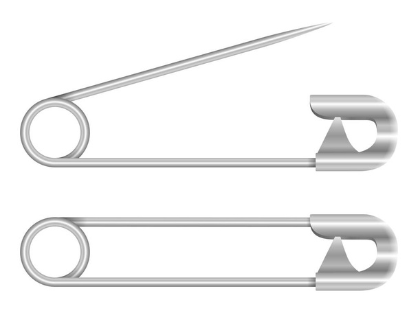 Safety pins on white - Vector, Image