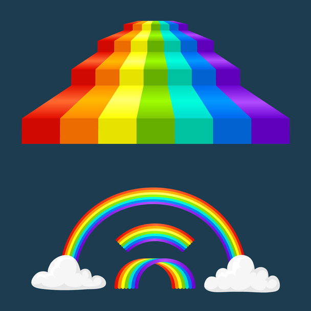 Diferentes tiras de color arco iris estilo después de lluvia cielo óptico efecto vector conjunto
. - Vector, imagen