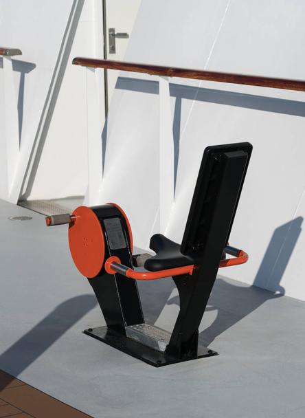 Outdoor exercise cycle on deck of ship - Photo, Image