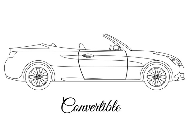 Converteerbare auto lichaam type overzicht - Vector, afbeelding