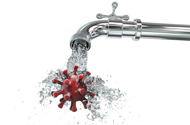 Waterbasis microben, conceptuele afbeelding voor veiligheid van drinkwater - Foto, afbeelding