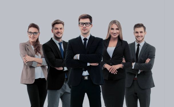 Group of smiling business people. Isolated over white background - Foto, afbeelding